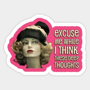 Blonde Mannequin Woman Thinking Deep Thoughts Sticker